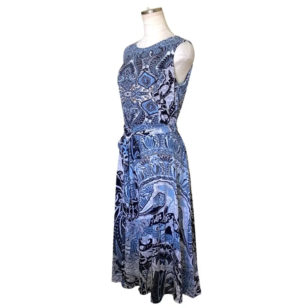 Charter Club Blue Midi Dress with Waist Tie Size Small - Picture 3 of 13